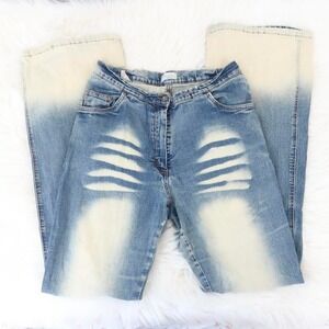Rio's Badalona Y2K Faded Flare Jeans with Bleach Whisker Detail